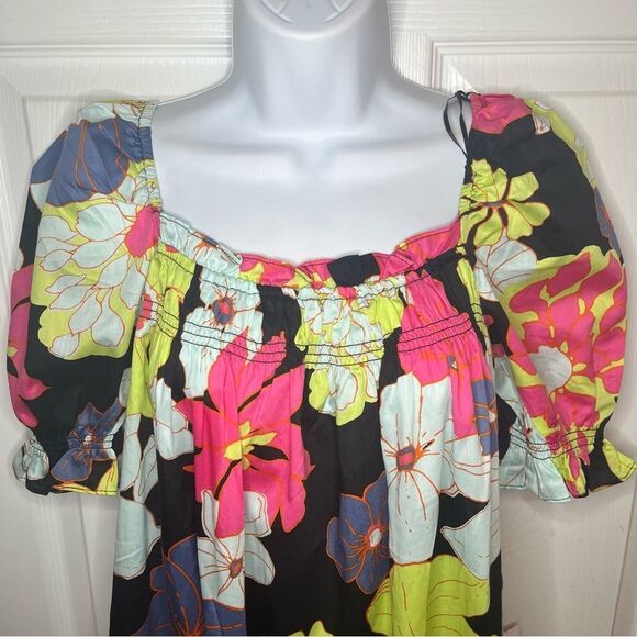 Modcloth Smocked Mini Dress Summertime Garden Stories Honolulu Floral M NWT - Picture 6 of 13